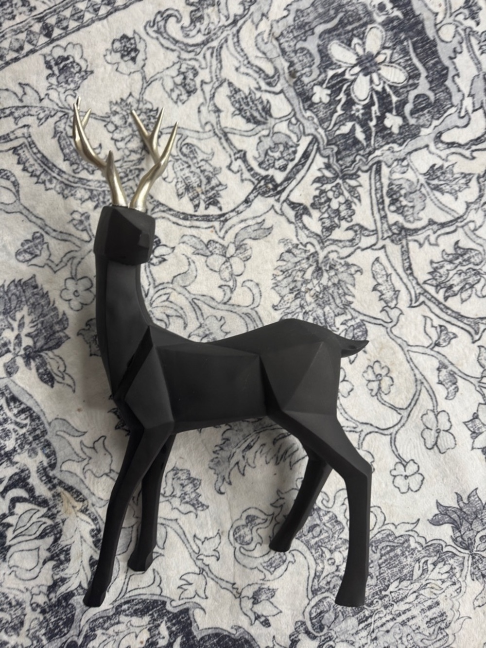 Large Matte Black Deer Figurine